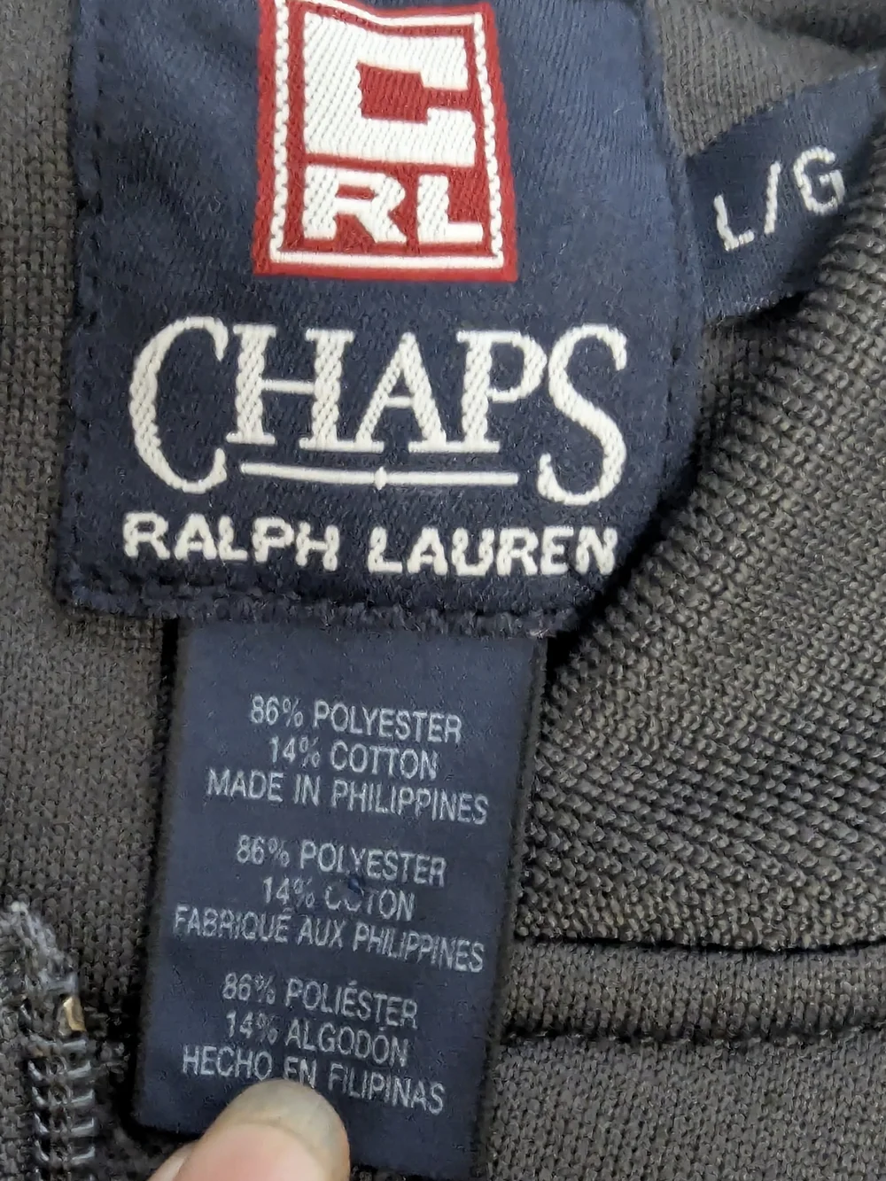 Vintage Chaps Ralph Lauren Grey Men's Full-Zip Bomber with Sleeve Stripes